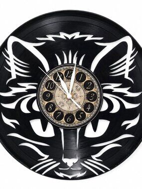 TRIBAL CAT vinyl record clock